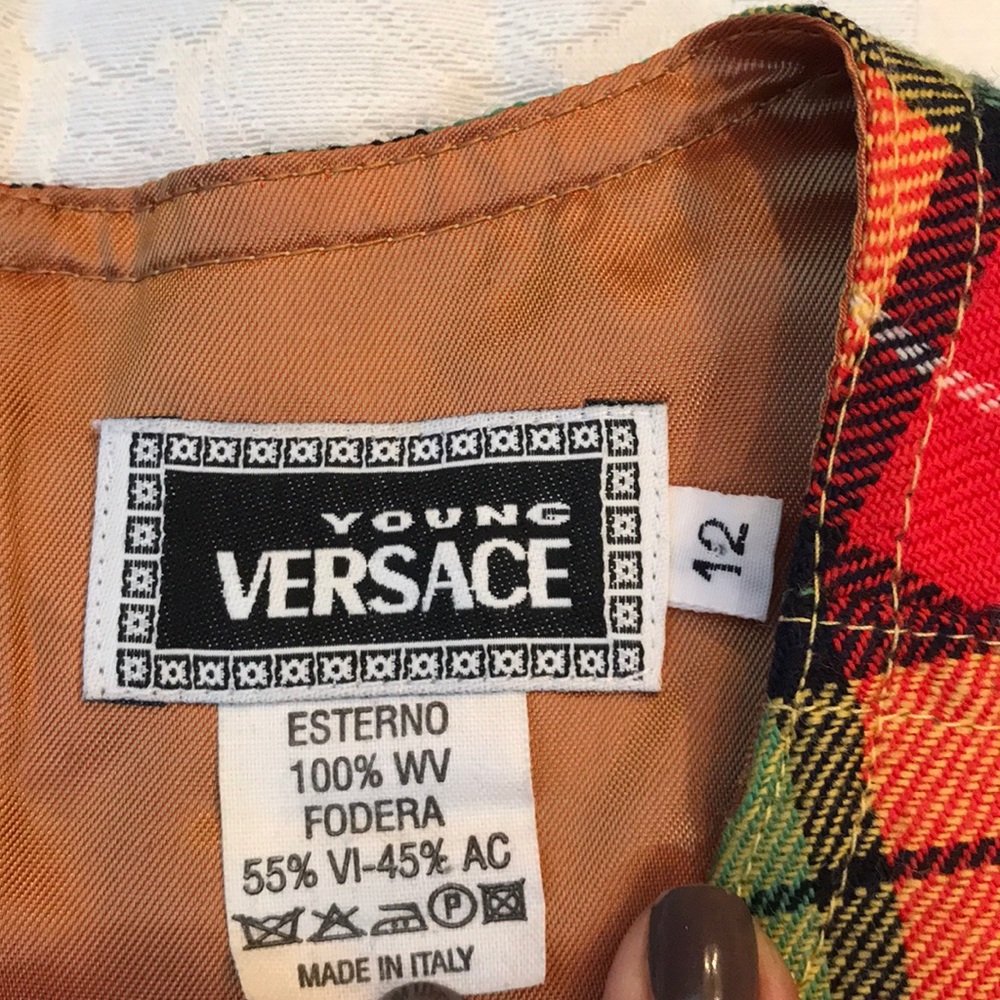 VINTAGE VERSACE: Plaid Mod Dress - Picture 3 of 10